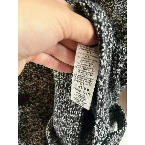 Free People Slouchy Moto Jacket Belted Wool Blend Trench Pea Coat Black XS - Picture 4 of 5